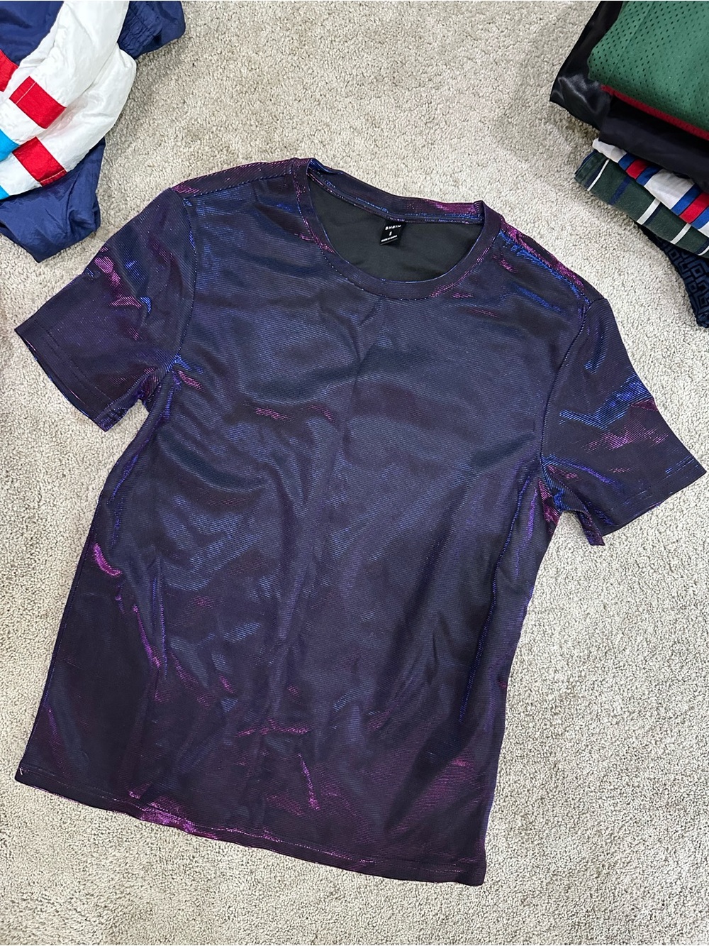 Men's Shimmer Crewneck T-Shirt - Navy with Purple Accents